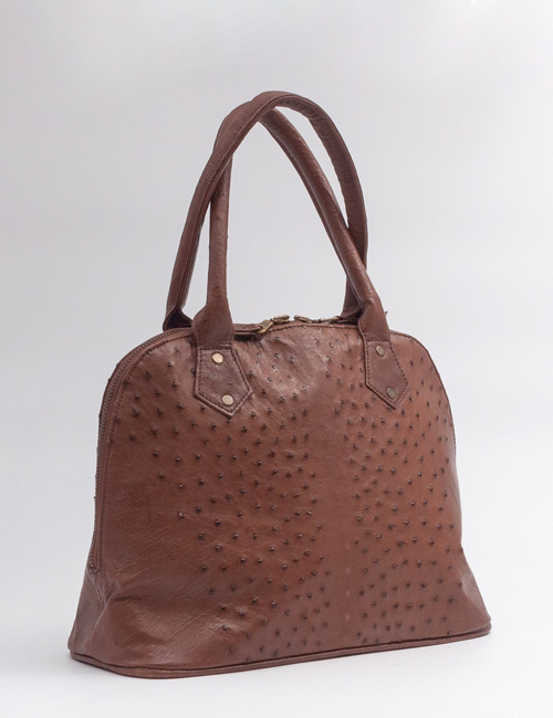 Nadine | Ostrich leather handbag – brown